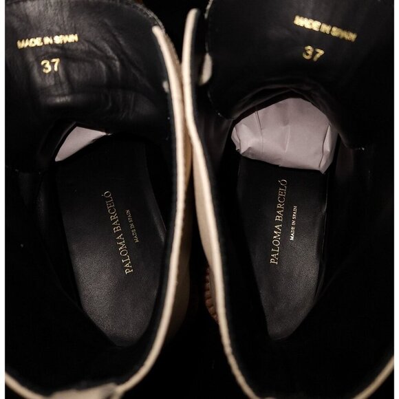 Paloma Bercelo Leather Comat Boots Size 37 US 7 Beige $370 - Picture 10 of 12